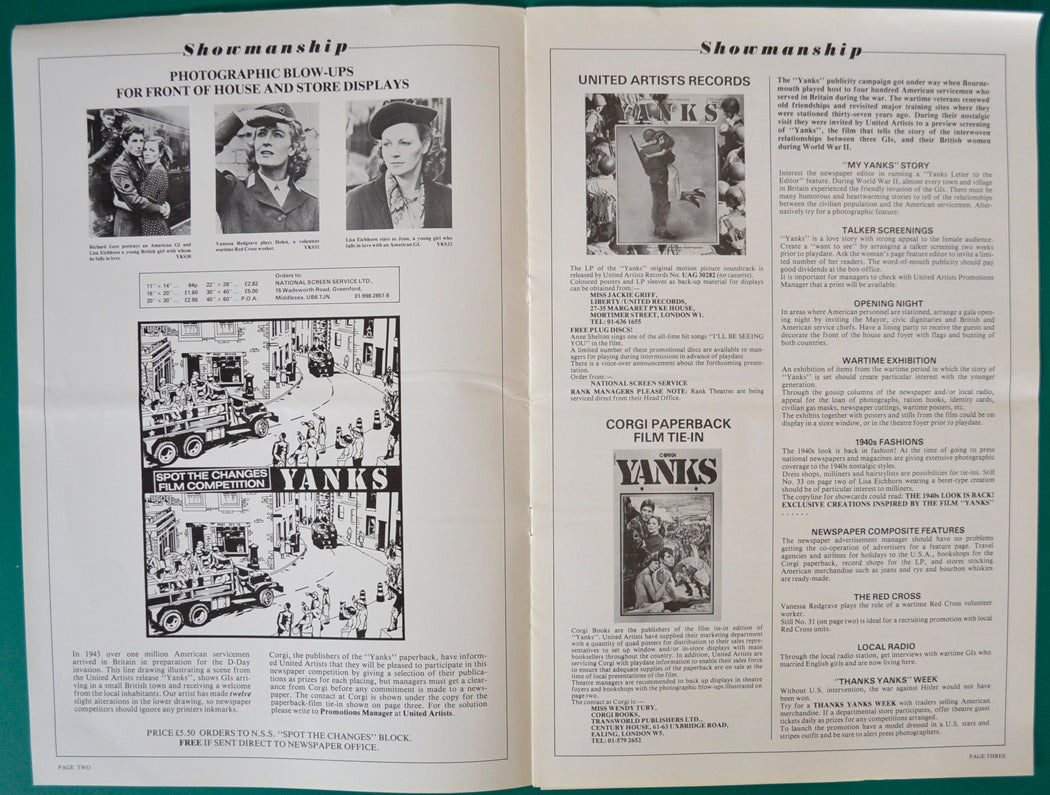 YANKS – Cinema Exhibitors Campaign Press Book - Inside