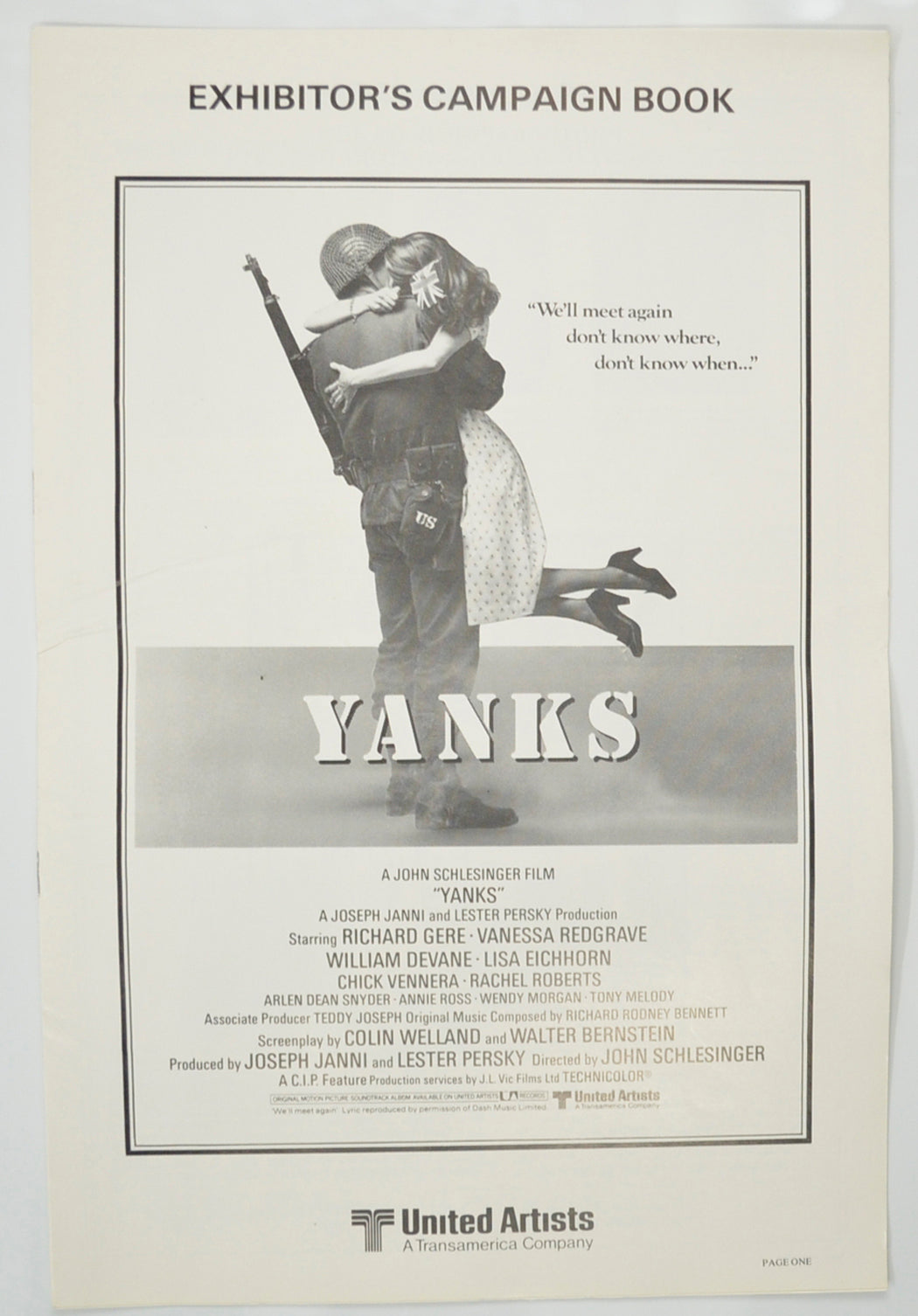 Yanks Original 8 Page Cinema Exhibitors Campaign Pressbook (UK) + Supplementary Ads Sheet