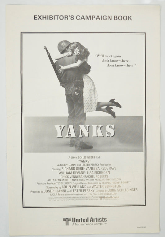 Yanks Original 8 Page Cinema Exhibitors Campaign Pressbook (UK) + Supplementary Ads Sheet