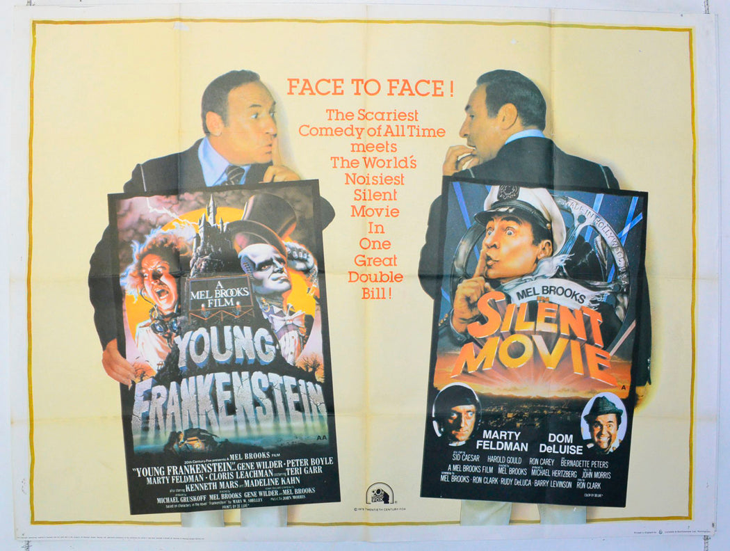 Young Frankenstein / Silent Movie  (Double Bill)   Original British Quad Poster - Film Poster - Movie Poster 