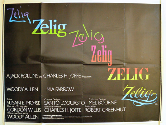 Zelig Original British Quad Poster - Film Poster - Movie Poster 