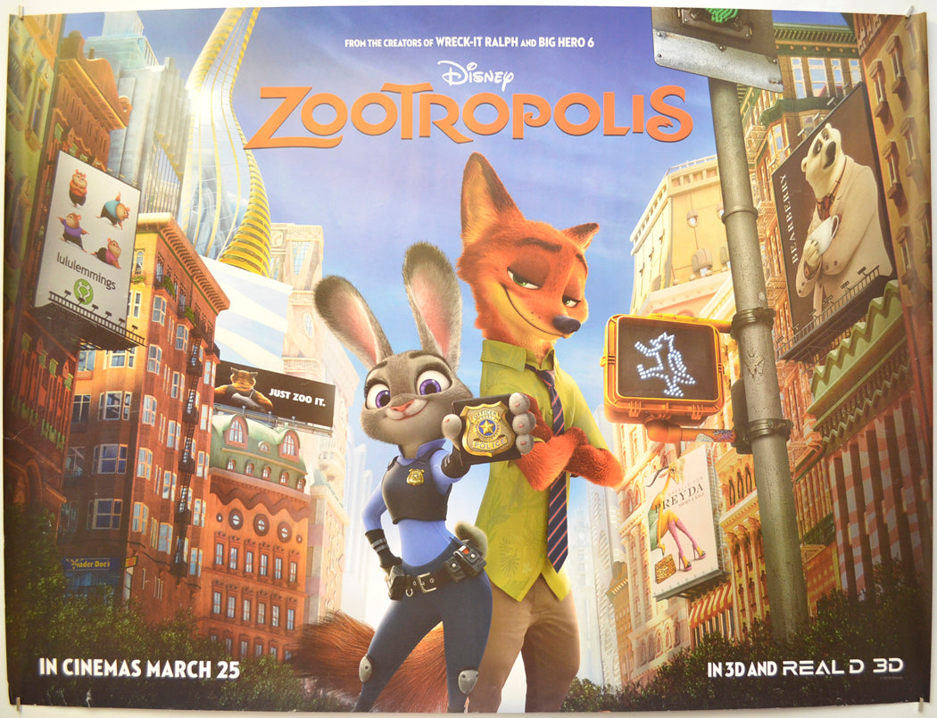 Zootropolis (Teaser / Advance Version)  Original Quad Poster - Film Poster - Movie Poster