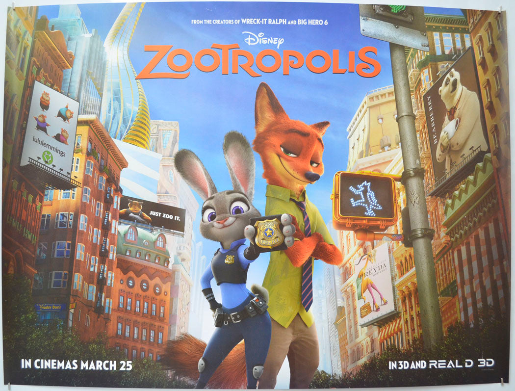 Zootropolis (Teaser / Advance Version)  Original Quad Poster - Film Poster - Movie Poster