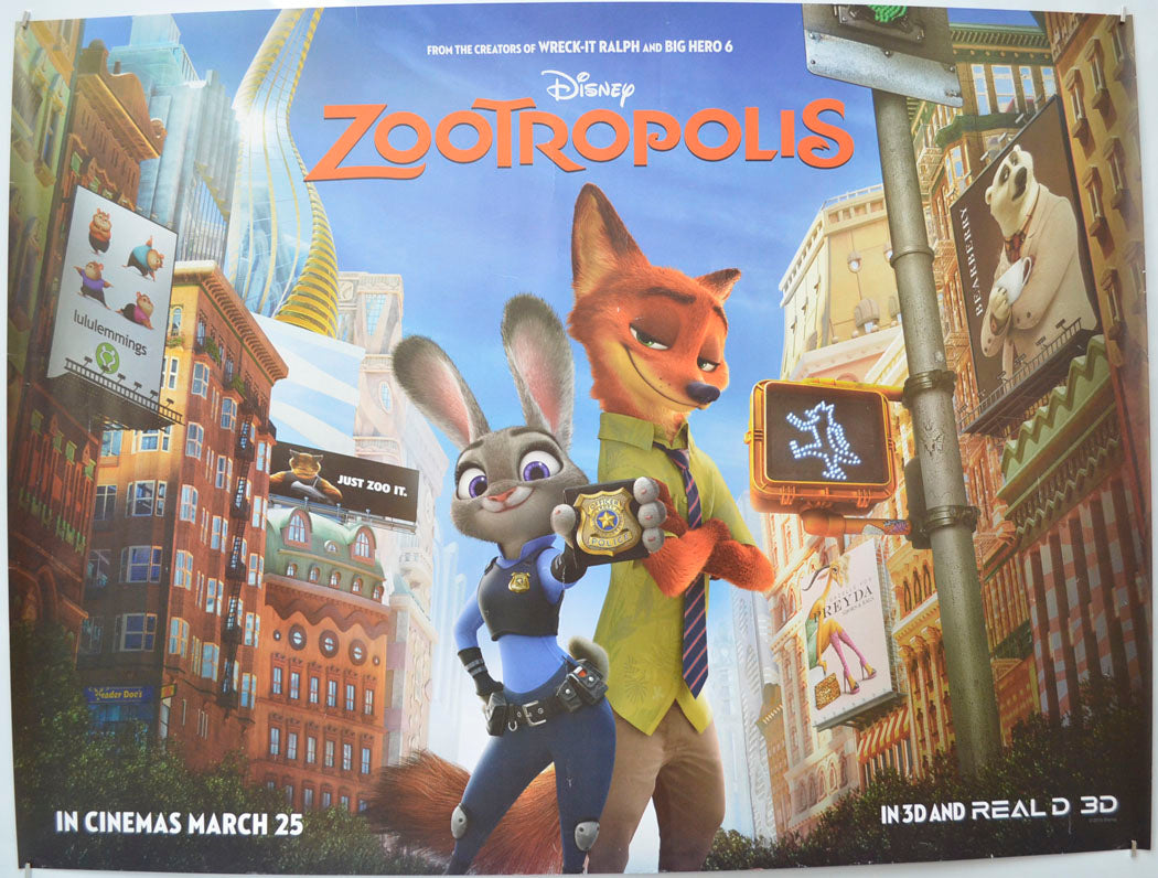 Zootropolis (Teaser / Advance Version)  Original Quad Poster - Film Poster - Movie Poster