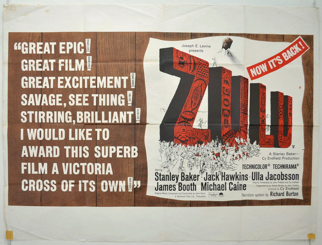 Zulu  (1970’s re-release Poster)   Original Quad Poster - Film Poster - Movie Poster  