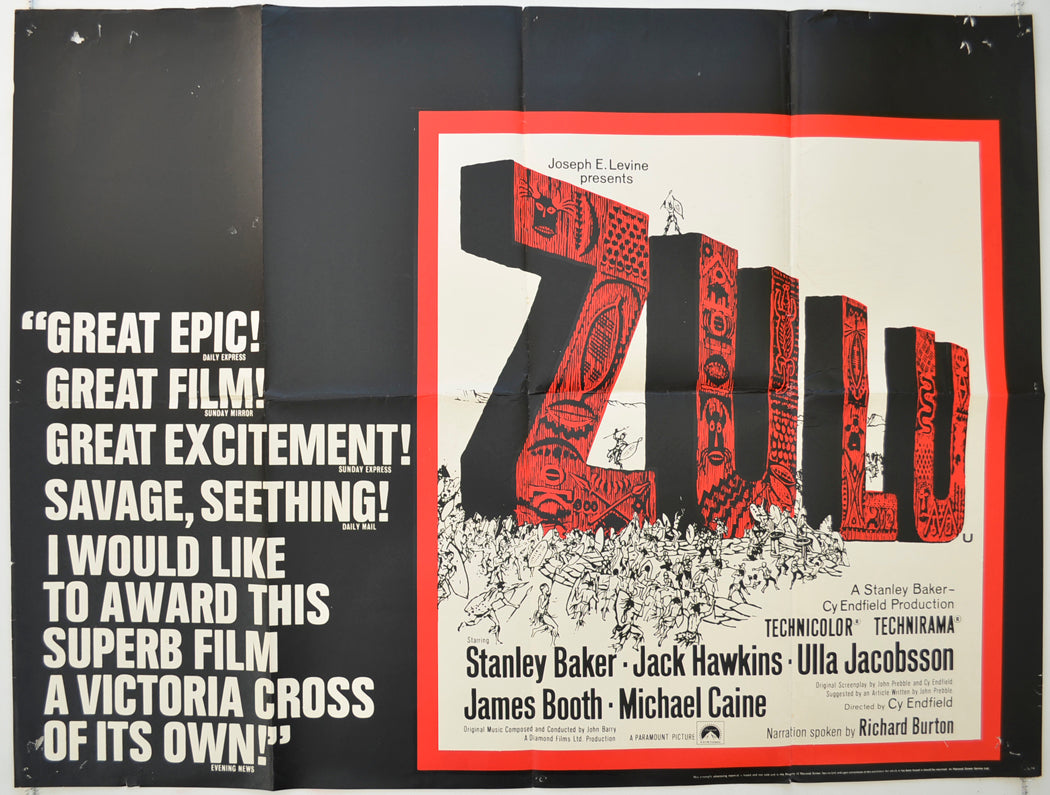 Zulu  (1970 re-release Poster)   Original Quad Poster - Film Poster - Movie Poster  