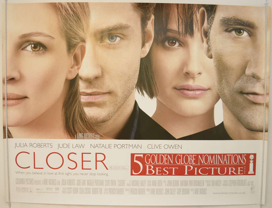 Closer. Близость / closer (2004). Близость Постер. Клайв Оуэн и Натали Портман.